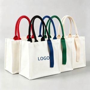 Wholesale <b>Blank</b> Custom Printed Logo Reusable <b>Canvas</b> Tote Bag with Letter Pattern for Advertising Promotion - Product Image 3