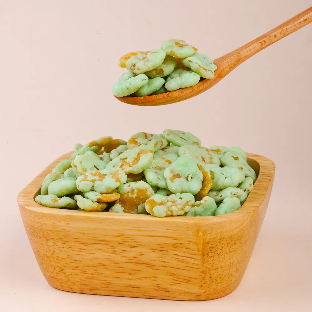 Getrocknete chinesische Snacks Brc-Zertifizierung chinesische Lieferanten gebratene gebratene Favabohne vegan Großhandelspreis Wasabi Bohnen