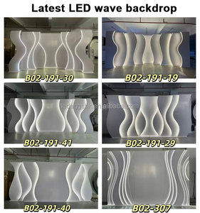 LEDA - Fondo de Escenario Moderno para Bodas, Diseño de Ondas Blancas, PVC 3D, Decoración de Escenario con Luz LED - Product Image 4
