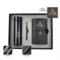 Ensemble cadeau d'affaires haut de gamme avec logo personnalisé, carnet en cuir, carnet de notes, stylo, gourde isotherme et sac cadeau