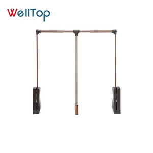 Système de levage latéral WELLTOP en alliage d'aluminium pour armoire, <span class=keywords><strong>tringle</strong></span> de <span class=keywords><strong>penderie</strong></span> réglable pour placard VT-10.046 Gris/Orange - Product Image 3