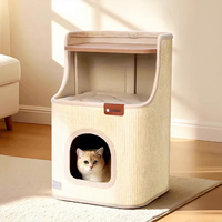 Lit carré pour chat en sisal et polyester, seau à gratter, emballé en carton, pour petits chats, design minimaliste peu encombrant, pour salon intérieur
