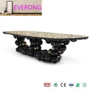 <span class=keywords><strong>Mesa</strong></span> de Comedor de Diseño Italiano de Lujo con Base Ovalada de Burbujas, Tablero de Latón Dorado de Lujo para Decoración de Villas, Mansiones y Restaurantes de Alta Gama - Product Image 1