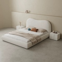 Zayshine Französisches Luxus-Bett in Creme, Weißes Sherpa-Bett in Übergröße für Hauptschlafzimmer, 1,5-1,8 Meter, Modulares Apartment-, Villa- und Hotel-Doppelbett