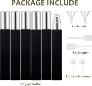 <b>10ml</b> Clear Frosted Black Dropper Square Glass Perfume Packaging Sample <b>Bottles</b> Cosmetic Fine Mist Empty Spray Perfume <b>Bottle</b> - Product Image 3