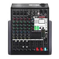 Console de mixage audio professionnelle 8 canaux pour DJ avec 24 DSP, 7 égaliseurs, AUX, BT, fonction carte son MP3 pour PC ou téléphone en direct