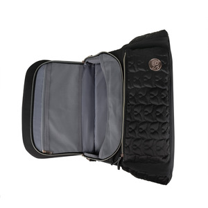 Elegant <b>Black</b> Diaper <b>Backpack</b> for Moms <b>Large</b> Capacity Waterproof Nylon All Seasons Playmax Zipper Closure Pleated Front Flap - Product Image 5