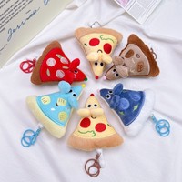Porte-clés en peluche souris pizza mignonne et grinçante, breloque de sac amusante en forme de rat pizza, cadeau de fête d'anniversaire pour enfants, cadeau de vacances