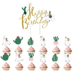 13 cái Fiesta Cupcake Topper Mexico chủ đề bánh trang trí cho chủ đề xương rồng Donkey TACO tiêu sombrero ria mép Đảng x7003