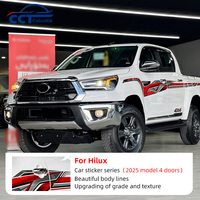 Nouveaux autocollants latéraux de carrosserie en PVC pour Hilux Double Cab 2025 – Personnalisation graphique moderne avec logo et rayures