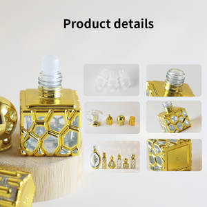 Bottiglia <span class=keywords><strong>di</strong></span> <span class=keywords><strong>Profumo</strong></span> Egiziana in Vetro, Piccola Cubica 10ml 15ml, Bottiglia Dorata Incisa Elettroplaccata, Attar all'Ingrosso a Dubai - Product Image 2
