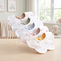 Bavoirs pour bébé en gaze de coton peigné 100% premium, ultra-doux, forme de fleur à pétales rotatifs à 360 degrés, pour nouveau-nés et nourrissons