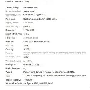 OnePlus 15 Smartphone 5G Octa Core Batteria 7000mAh Edizione Globale Internazionale Nuovo Autentico CPH2747 Dual-band GMS - Product Image 6