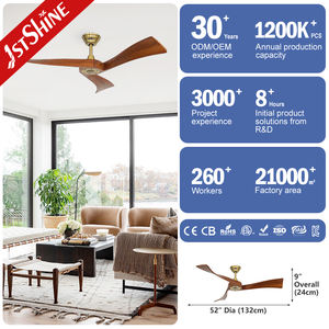1stshine Ventilateur de plafond Design moderne Or Contrôle intelligent Lames en bois Ventilateur de plafond réglable 6 vitesses - Product Image 3