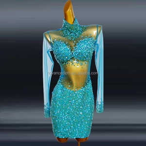 Novance Y2113 Ideas <span class=keywords><strong>de</strong></span> nuevos productos <span class=keywords><strong>2022</strong></span> High Coller Mangas transparentes Vestidos <span class=keywords><strong>de</strong></span> dama <span class=keywords><strong>de</strong></span> honor Vestido sexy azul claro para fiesta <span class=keywords><strong>de</strong></span> noche - Product Image 1