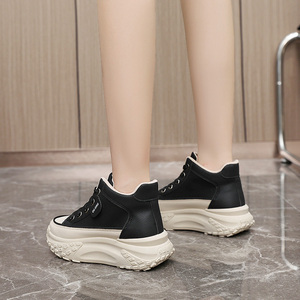 Zapatillas Deportivas <span class=keywords><strong>de</strong></span> <span class=keywords><strong>Mujer</strong></span>, Impermeables, <span class=keywords><strong>de</strong></span> Cuero, Rojas y Blancas, <span class=keywords><strong>de</strong></span> Caña Alta, con <span class=keywords><strong>Suela</strong></span> Gruesa y Resistente, <span class=keywords><strong>para</strong></span> Uso Diario y al Aire Libre - Product Image 6
