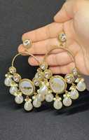 Boucles d'oreilles de luxe vintage Paix, paon royal, imitation perle, ensemble de Jhumky, bijoux de mariage traditionnels pour mariée