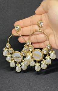 Pendientes de lujo Royal Peacock, conjunto kundan de Jhumky, joyería tradicional nupcial para boda. - Product Image 5