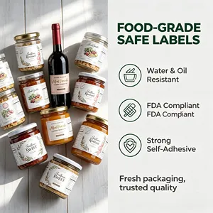 Self Adhesive Rectangular <b>Label</b> Roll Transparent Paper Quick Stick for Food Packaging Use - Product Image 5