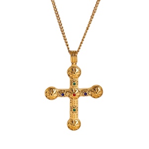 Üst Düzey Moda Kadın Paslanmaz Çelik Elmas Taklidi İnci Çapraz Kolye Altın Kaplama Su Geçirmez Küba Zinciri Hediye - Product Image 1