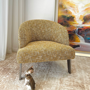 Fauteuil en tissu de lin de luxe, chaise de loisirs contemporaine rembourrée avec structure en acier inoxydable pour la maison et l'hôtel - Product Image 2