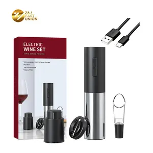 Rechargeable Model TYPE C Charging Electric Wine Corkscrew Opener Set Cork Screw Electric Wine Bottle Opener With Foil Cutter