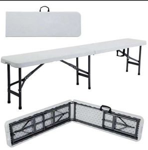 Tavolo da Picnic Pieghevole Portatile in Plastica da 6 Piedi con Set di 2 Panche, Tavolo e Sedie per Interni ed Esterni, per Feste, Campeggio, Patio - Product Image 5