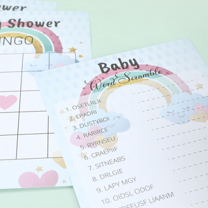 100 pièces 4 activités de jeu cartes de jeux de douche de bébé comprend bébé Bingo, devinez qui, le prix de bébé est correct, jeu de brouillage de mots - Product Image 2