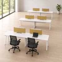 Bureau de travail professionnel modulaire avec système de bancs, mobilier moderne pour espace de travail d'équipe avec écran de confidentialité intégré