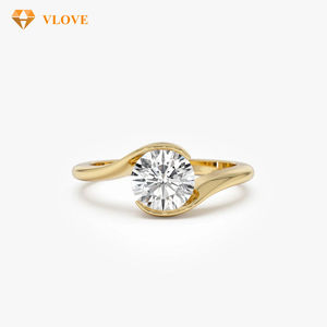 <span class=keywords><strong>Bague</strong></span> de fiançailles en diamant de laboratoire taille 7, <span class=keywords><strong>or</strong></span> jaune 1 carat 14k, <span class=keywords><strong>or</strong></span> véritable, taille ronde, sertie clos, alliance de mariage, certifiée GIA, pour femme - Product Image 1