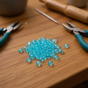 Perline Ilan Abalorios 8mm Blu Chiaro Sfaccettate a Forma di Rondella 15g - Product Image 3