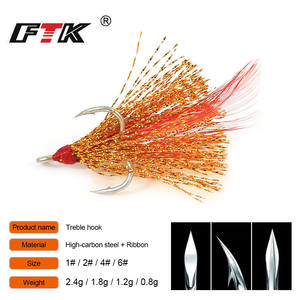 Anzuelos triples <span class=keywords><strong>de</strong></span> pesca <span class=keywords><strong>de</strong></span> acero al carbono, 1 #2 #4 #6 # Ftk, con plantilla <span class=keywords><strong>de</strong></span> cuero - Product Image 3