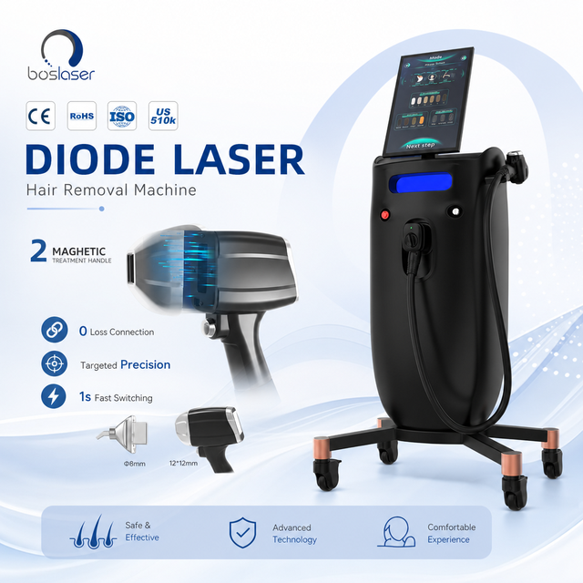 BOSLASER Professional 12 Laser Bars 800W Diode Laser 808nm 755 1064nm Hair Removal Machine with Sapphire Crystal Cooling