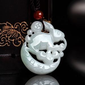 Colgante de Jade Natural de Myanmar con Diseño de Conejo del Zodiaco, UNISEX, Diseño Original, Estilo Chino, con Certificado de Tasación DW38 - Product Image 3