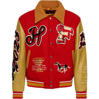 Veste Letterman personnalisée grande taille veste universitaire pour hommes OEM logo brodé en cuir blouson de baseball rouge vente en gros vierge