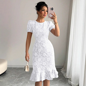 green emerald velvet dress 3/4 Sleeves Midi Knee Length Dress 8526 Xs / Navy