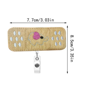 Porte-badge en tissu transfrontalier en feutre extensible avec motif éléphant, avec clip dorsal et porte-clés extensible - Product Image 5