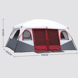 Tente d'extérieur de Camping Double couche 210T, poteau en fer, personnalisé de haute qualité, nouveau Style, pour 6 à 12 personnes, vente en gros