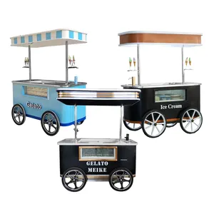 ITOP Kereta Dorong Es Krim Mobile Supermarket, 1700W Luar Ruangan Sepeda Gelato Italia Desain Modern Cepat Stan Makanan Trailer