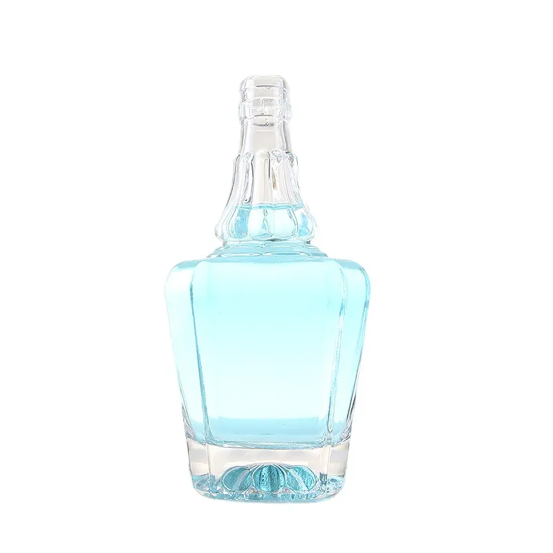 Unique Shaped Liqueur Bottles Fancy 750ml 500ml Square Flint Glass Liqueur Bottle