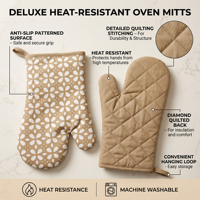 Großhandel Maßgefertigte Hitzebeständige Baumwoll-Ofenhandschuhe Vintage Bedruckte Küchen-Backhandschuhe Hersteller