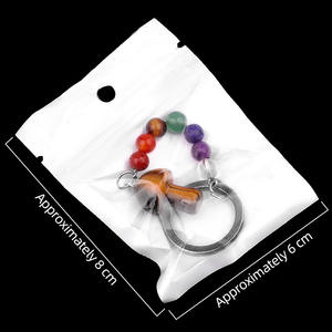 Pendentif de clé en pierre <span class=keywords><strong>color</strong></span>ée en cristal naturel Porte-clés champignon de 2cm avec accessoires de sac en pierre de guérison et artisanat de cadeaux - Product Image 4