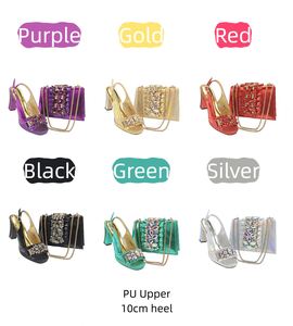 Sandalias de tacón alto cerradas de 10 cm para mujer, estilo italiano, para verano y otoño, con pedrería, para novia, con bolso a juego, para fiesta o boda africana - Product Image 4