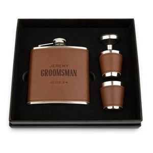 Ensemble de flacons à liqueur en acier inoxydable recouvert de similicuir gravable, cadeau pour les demoiselles d'honneur, ensemble de flacons à <span class=keywords><strong>whisky</strong></span> avec entonnoir - Product Image 2