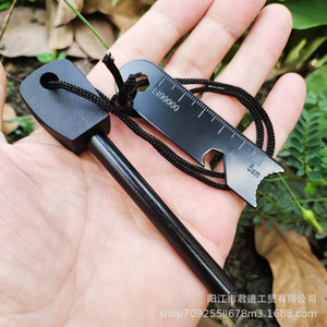 Magnesium Alloy <b>Fire</b> <b>Starter</b> Rod With Scraper Outdoor Survival Tool Set Black 80B - Product Image 2