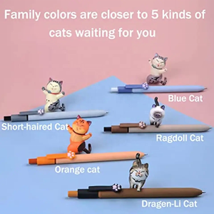 HUA Lot de 5 stylos gel à pression motif patte de <span class=keywords><strong>chat</strong></span> mignons, encre gel noire 0,5 mm, en plastique, pour les amoureux des chats, papeterie Kawaii, fournitures scolaires et de bureau, qualité supérieure - Product Image 6