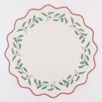 Nouveau Set de Table Brodé en Polyester en Forme de Fleur Ondulée pour la Décoration de Noël à Domicile - Vente en Gros