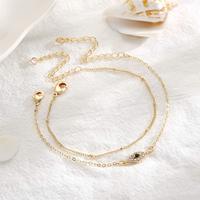 Chaîne à billes en acier inoxydable inaltérable, Ensemble de bracelets double brin en acier inoxydable, Zircon micro-incrusté or 18 carats, Œil porte-bonheur
