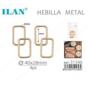 Fibbia in metallo Ilan 40x28mm 4 pezzi per accessori borsa - Product Image 3