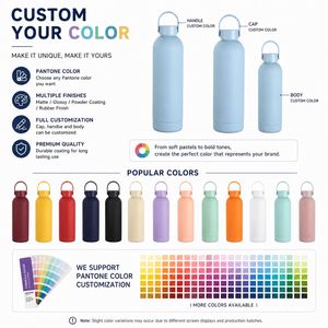 Custom logo 350ml 500ml 750ml 1000ml Stainless Steel Vacuum Flask Soft Rubber Paint Insulated Gym Sport Water Bottle with Handle - Product Image 6